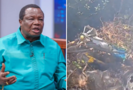 A collage of COTU Boss Francis Atwoli and the  Samburu helicopter crash carnage.